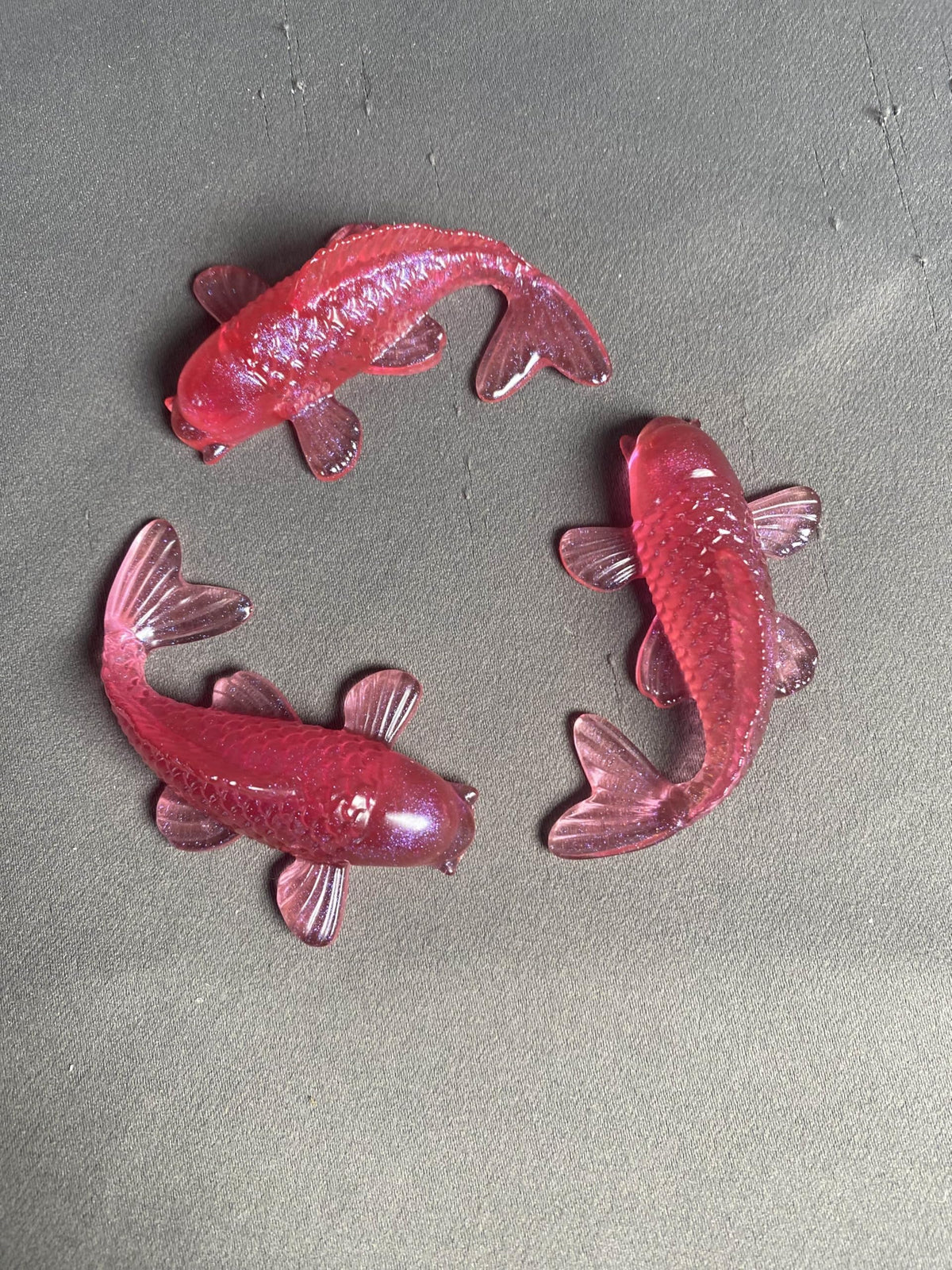 Universal Eminence Oceanic Elegance: Handcrafted Resin Koi Fish Sculptures - 3 Pack (Ruby Red)