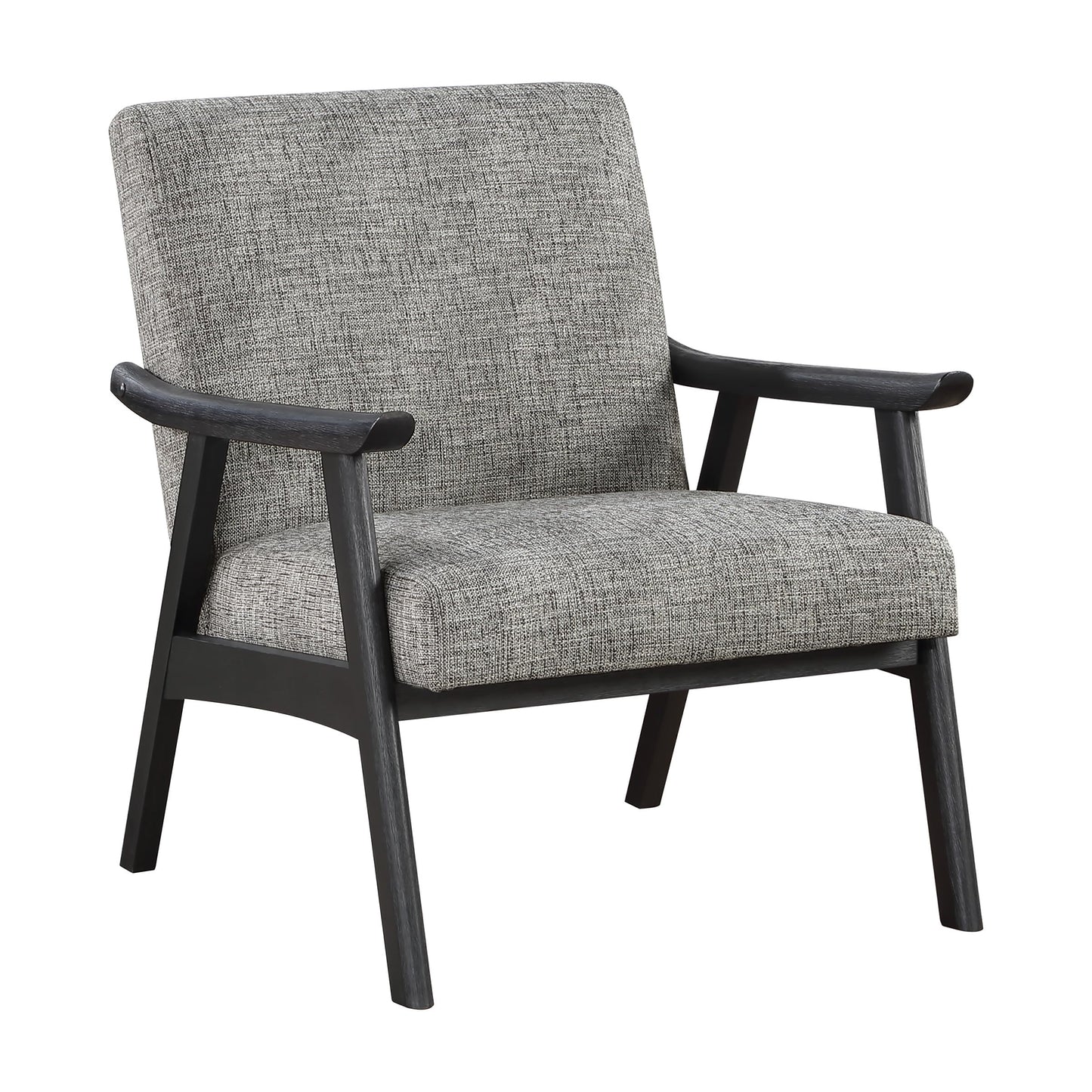 OSP Home Furnishings Weldon Mid-Century Modern Armchair, Graphite Fabric with Black Finished Frame