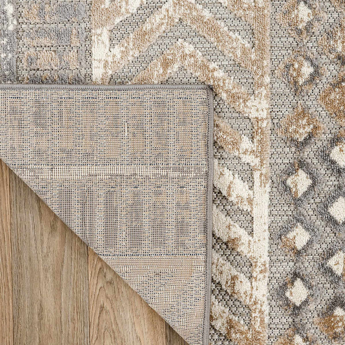 Rugshop Distressed Geometric Indoor/Outdoor Beige Area Rug Modern Tribal Stripe, Durable Stain Resistant Perfect for Patio, Backyard, Deck and Outdoor Lounge 5' x 7'