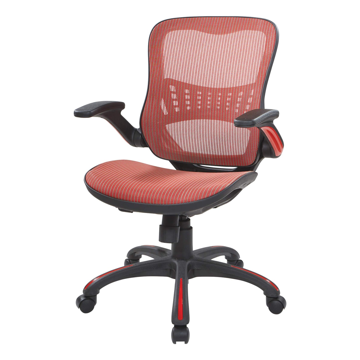 Office Star Riley Ventilated Manager's Office Desk Chair with Breathable Mesh Seat and Back, Black Base with Red