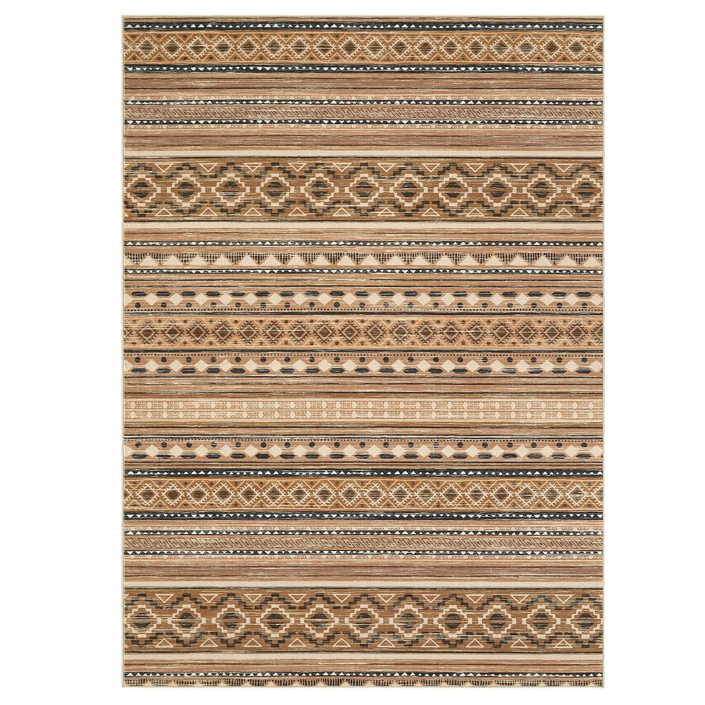cotiled 5x7 Area Rugs Living Room Rug: Washable Boho Rugs with Non Slip Backing Large Soft Indoor Stain Resistant Carpet for Bedroom Farmhouse Dining Room Lightweight Home Decor Brown/Beige