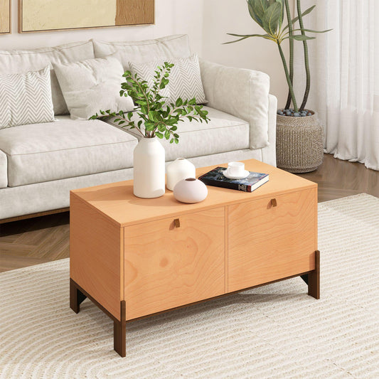 WHOOSPEREH Sebastack Coffee Table, Expandable Entertainment Center and Media Console with Storage and Drawer,Wooden Furniture for Living Room, Bedroom，31 inch Width Beech Color (1 pcs)