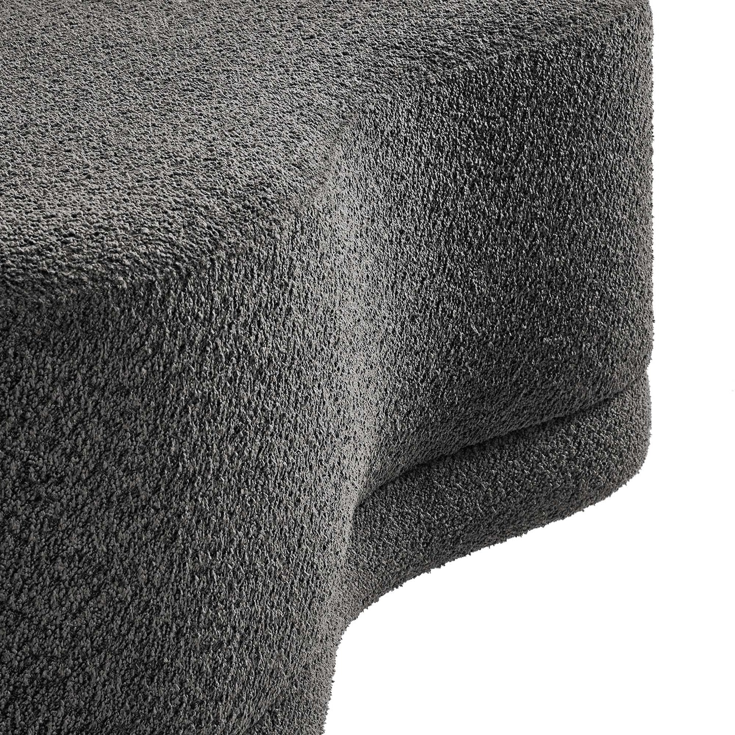 Modway Nimbus 48 Inch Curved Ottoman Bench in Cast Slate - Soft Fabric Chenille Ottoman - Versatile Bedroom Bench - Bouclé Footstool - Upholstered Coffee Table - Bedroom and Living Room Furniture