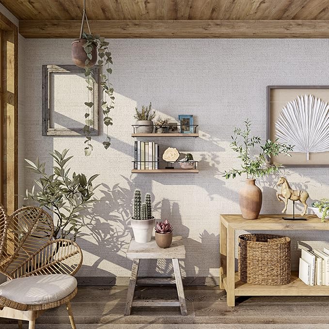 Shario Rustic Wood Floating Shelves