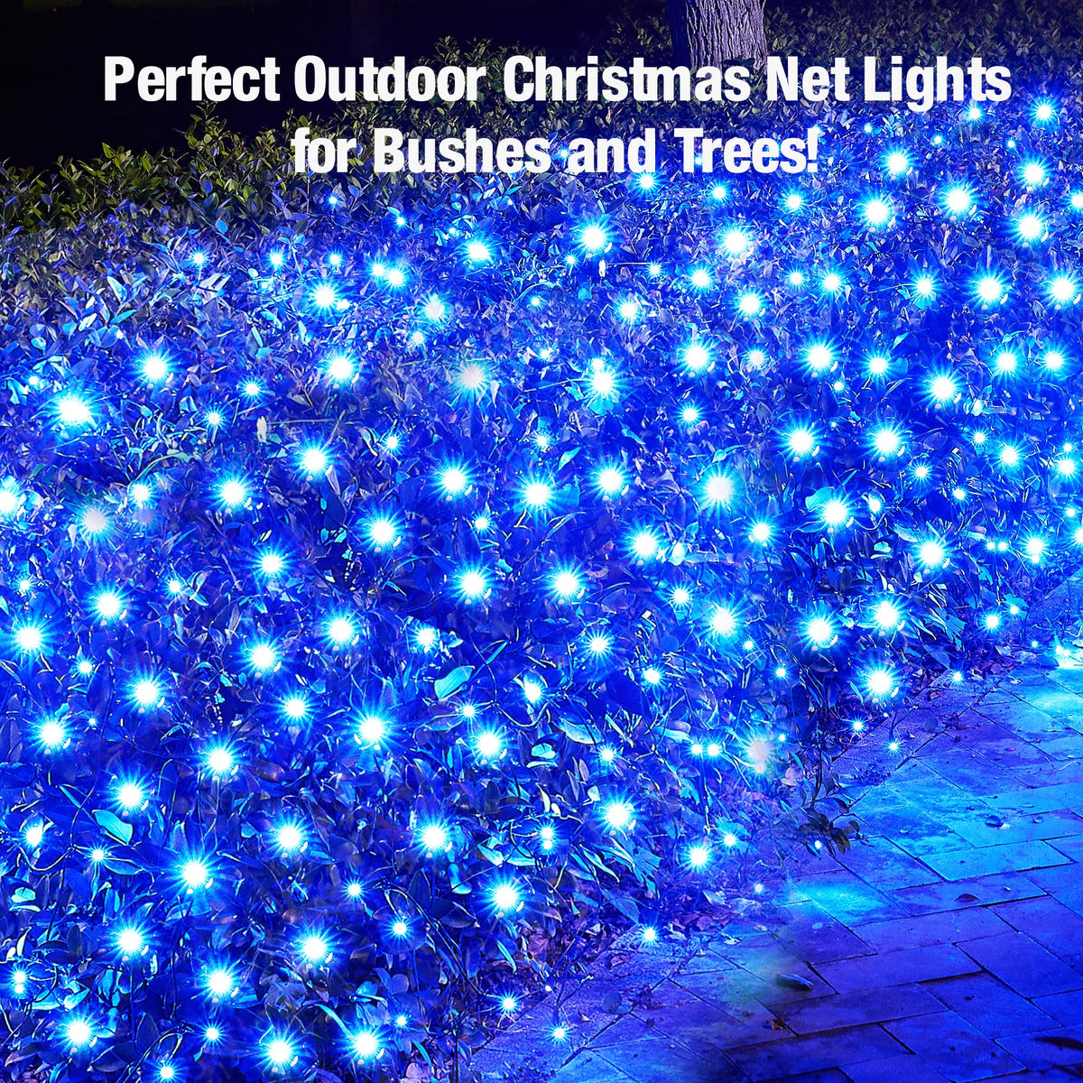 Sylampow Led Blue Christmas Net Lights Outdoor Christmas Bushes Lights 120Led 6ftx5ft, Connectable Outdoor Indoor Mesh Net Lighting for Xmas Holiday, Garden, Lawn, Shrubs, Trees, Bushes Decorations
