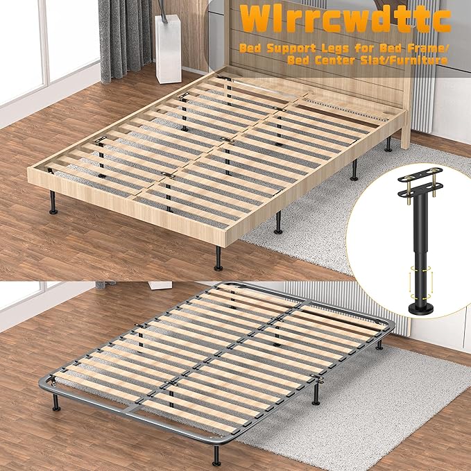 Wlrrcwdttc 4 Pcs Adjustable Height Bed Support Legs 7.08-12.6 inch, Bed Frame