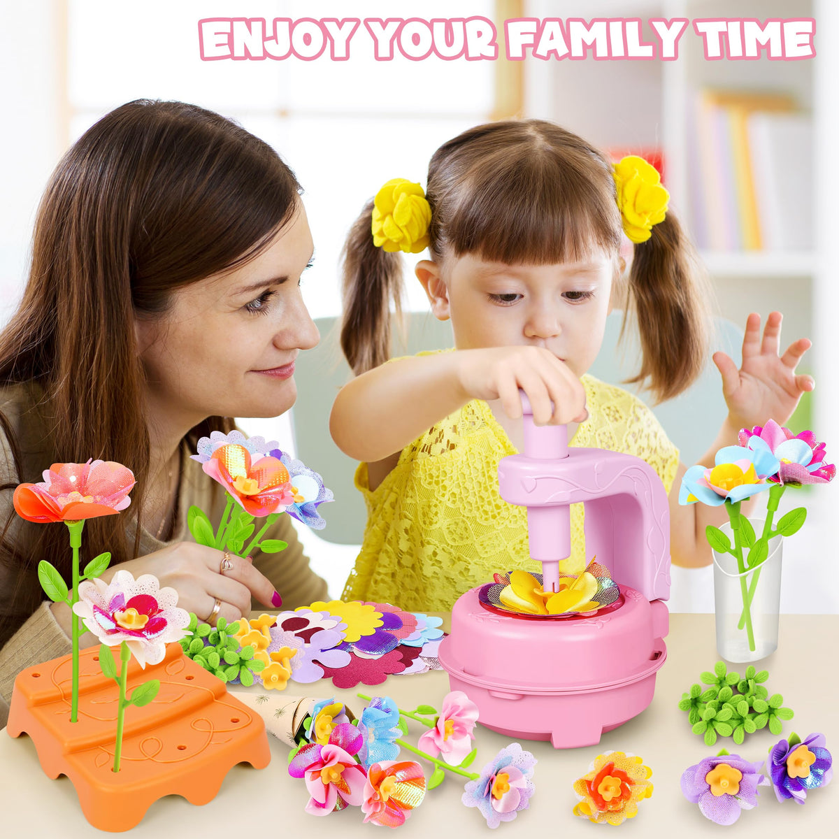 Fabric Flower Bouquets Toys, DIY Craft Kits Toys for Kids - Flowers Market Toy, Build Your Flower Bouquet, Arts & Crafts for 4+ Year Toddler Girl, Educational Activity Preschool B-Day Gifts