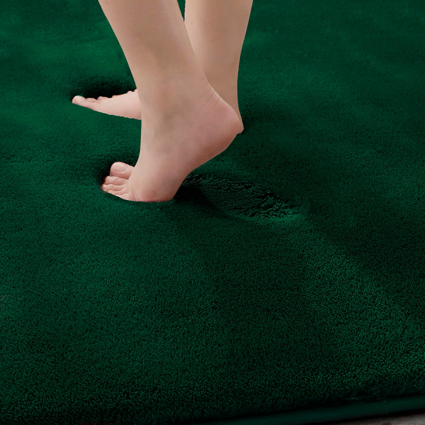 MINIDEAR Toilet Rugs 24x20 - U Shaped Dark Green Thick Memory Foam Contour Rugs,Plush Fluffy, Non-Slip, Quick Dry, Absorbent Washable Floor Microfiber Mat for Home Decor Accessories