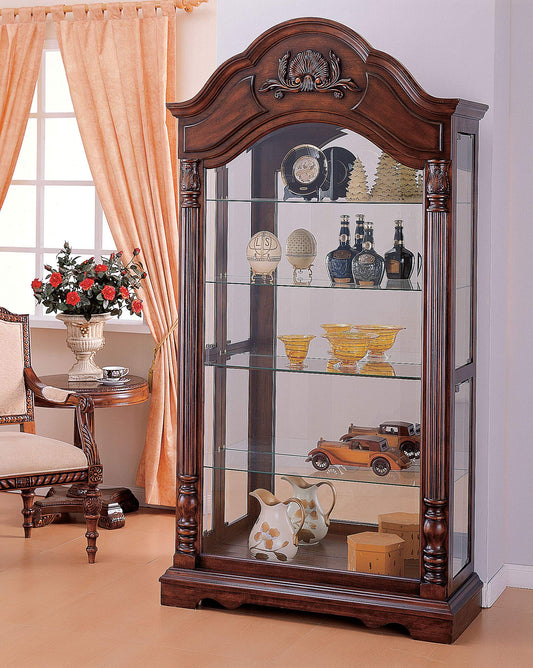 Acme Denton Curio Cabinet in Cherry