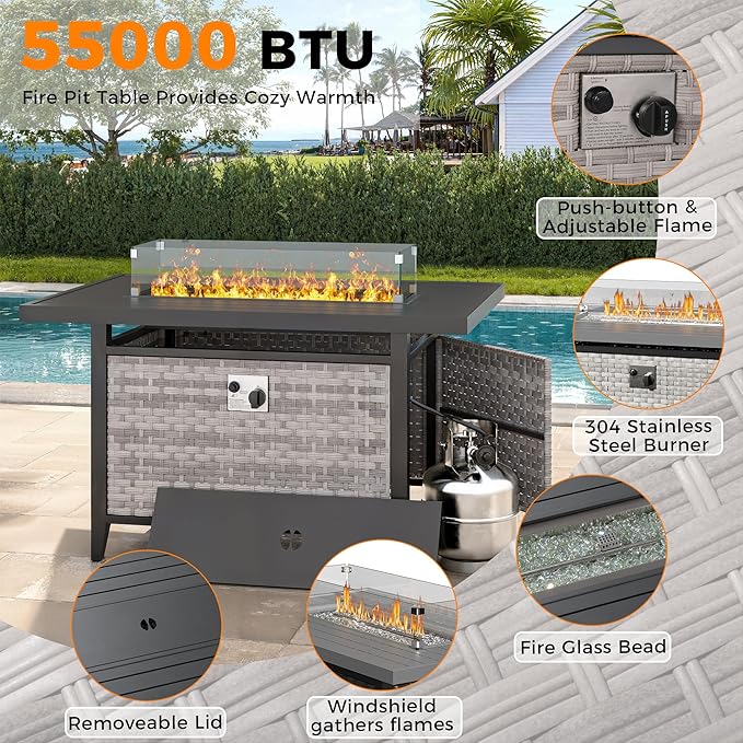 12-Seat Modern Outdoor Wicker Rattan Patio Furniture Set