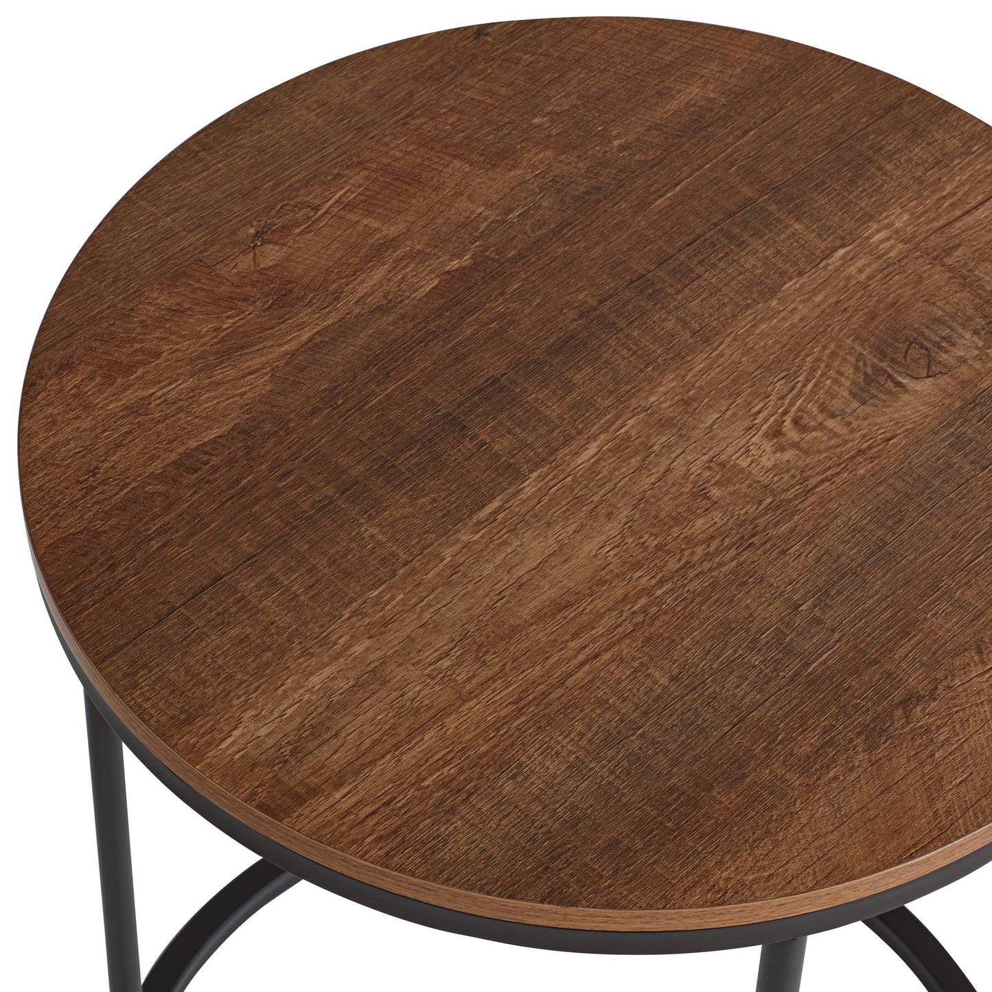 Studio 55D Santa Maria Modern Industrial Set of 2 Small Walnut Round Circle Oval Nesting Wood Black Metal Frame Accent Coffee Couch Side End Tables Living Room Decor Furniture Bedroom Home Office