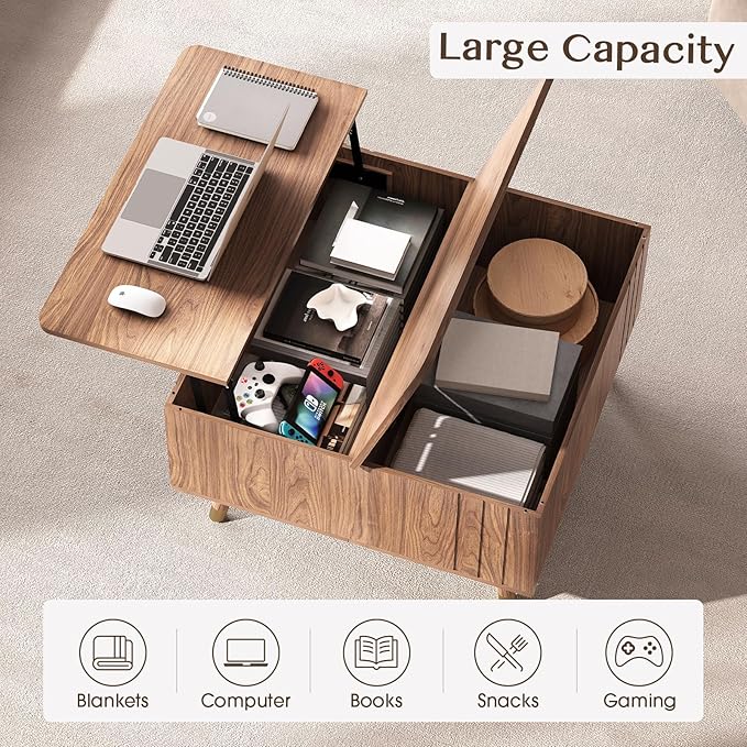 JOINICE Walnut Lift Top Coffee Table