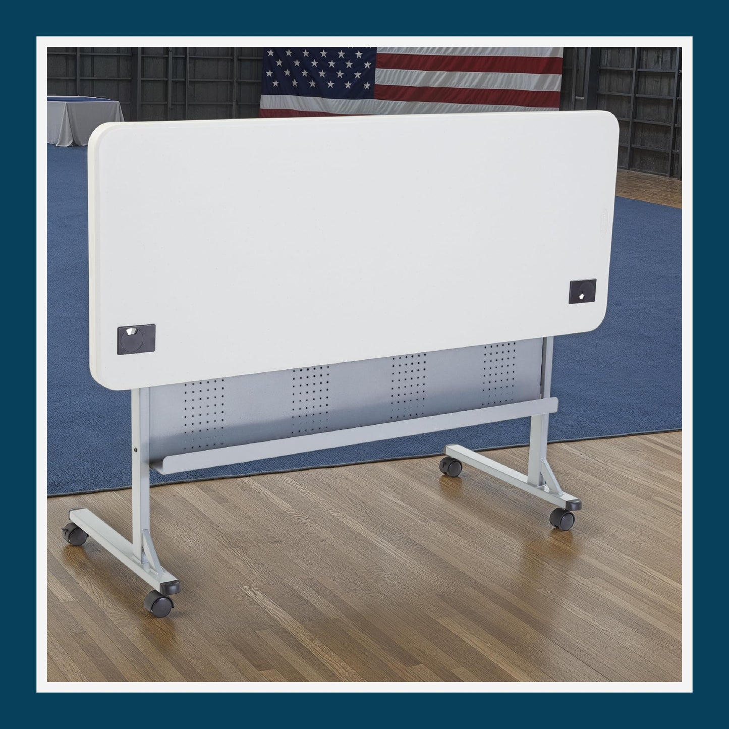 OEF Furnishings OEFBPFT2460 Commercial-Grade Premium Industrial Nesting Flip-Top Blow-Molded Training Table with Steel Frame and a 1.75" Thick Surface (24" × 60", Speckled Grey Top)
