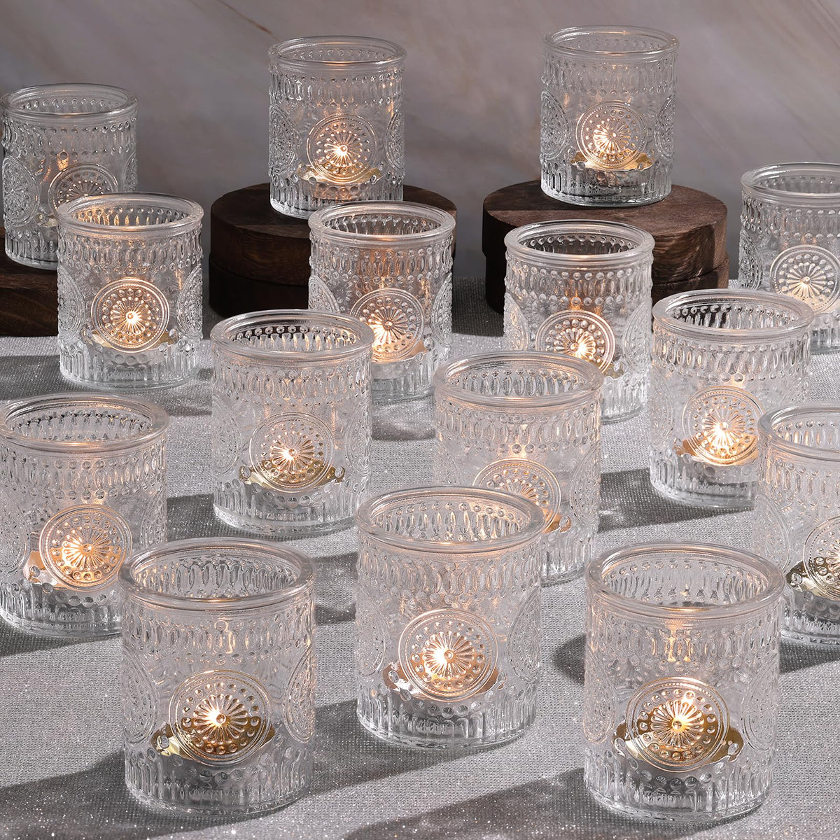 30 Pcs Clear Votive Candle Holders for Wedding, Glass Tea Lights Holder,