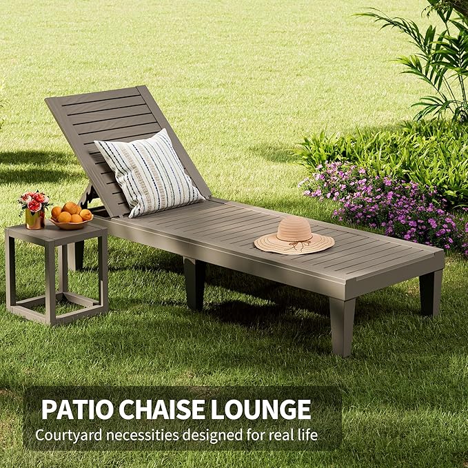 Outdoor Lounge Chair Set of 6, 5-Positions Adjustable Patio Chaise Lounges