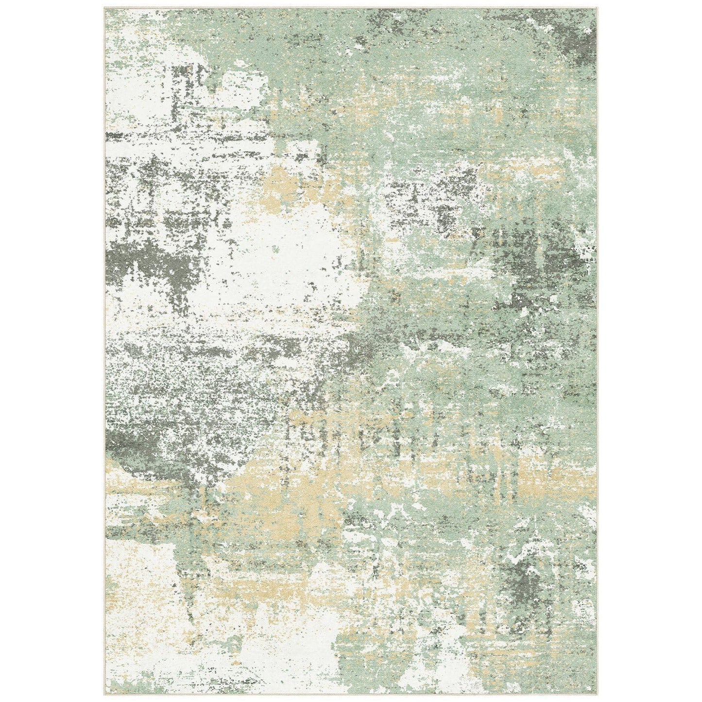 Micgeek Area Rug Living Room - 8X10 Abstract Washable Large Soft Foldable Non Slip Rug Neutral Modern Low Pile Carpet for Bedroom Nursery Dining Room Farmhouse Home Office Indoor - Green