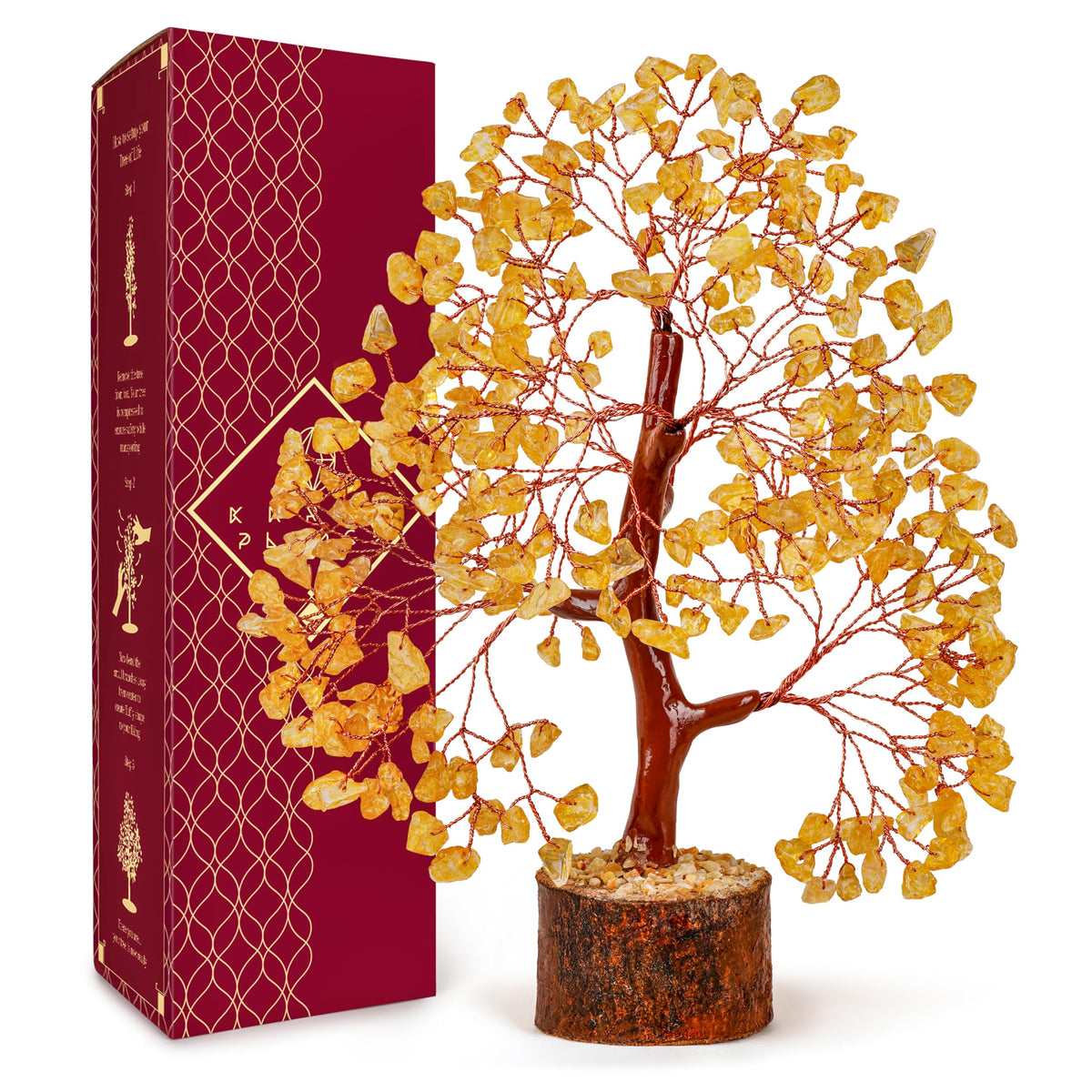 Crystal Tree of Life Birthday Gifts for Women, Men, Friends, Handmade Home Decor, Office, Room Decoration, Citrin Healing Crystal Chakra Tree for Money, Positivity, Good Luck Gifts for Her, Mom & Dad