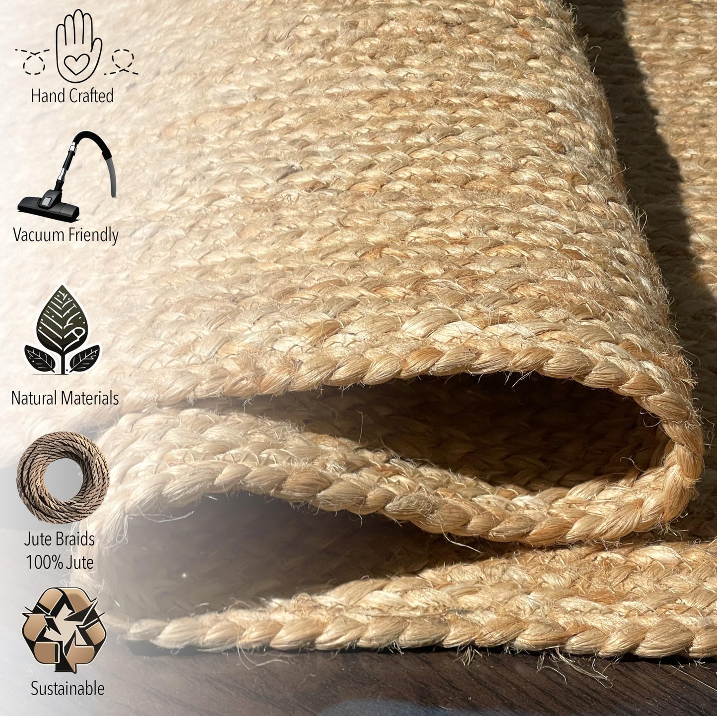 Chardin home Hand Woven Natural Jute Braided Rug – 2x6 Runner | Rustic Boho Farmhouse Style | Solid Natural Fiber Rug for Hallway, Entryway, Kitchen, Bedroom, Dining Room, Study, Office