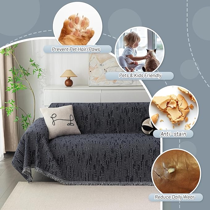 MYSKY HOME Boho Couch Cover Navy Sofa Covers