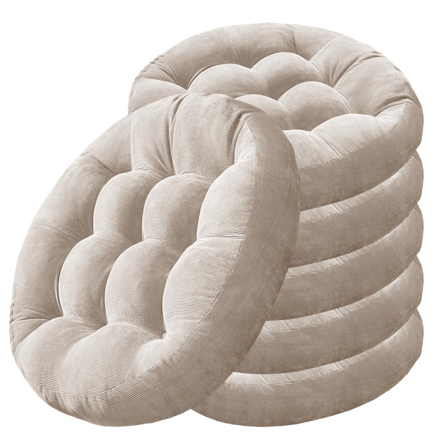 Degrees of Comfort Floor Cushion 6 Pack for Meditation, Office & Study Room – Corduroy Soft Seating Set, 22 Inch, High-Density Foam, Round Shape, Beige