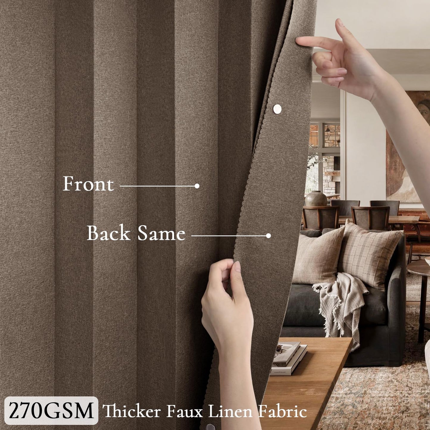 HMYI Accordion Door Curtains for Doorways, Curtain Door for Privacy Use, Fabric Curtain Panel, 1 Panel, W100 x L84, Brown