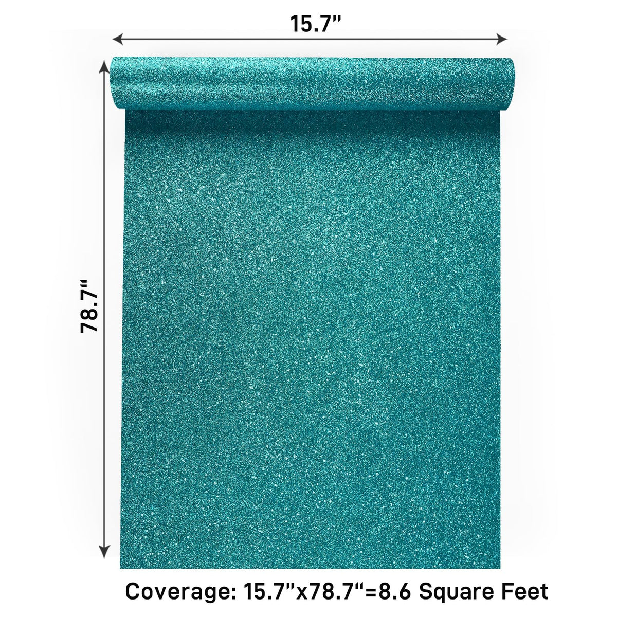 VaryPaper Teal Glitter Wallpaper Stick and Peel Decorative Glitter Contact Paper for Cabinets Craft Removable Self Adhesive Sparkle Teal Wall Paper for Girls Bedroom Accent Wall Covering 15.7''x78.7''