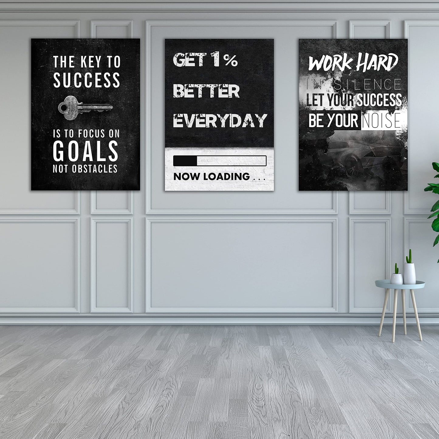 Yetaryy Motivational Poster Inspirational Wall Art 3 Pieces Canvas Painting Lion Artwork for Living Room Office Modern Home Decor Prints Pictures Wall Decor Framed Ready to Hang [36''Wx 16''H]