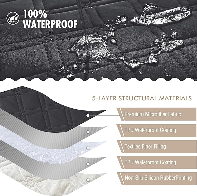 Genina Waterproof Couch Cover, Washable Anti-Slip 51 inch Loveseat Sofa Covers