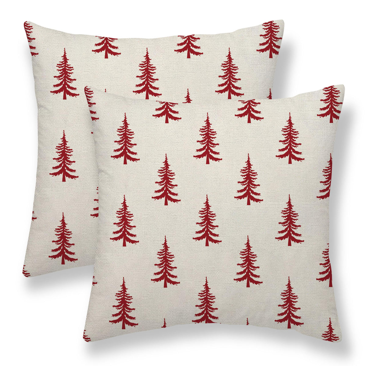 Sunshineyan Christmas Pillow Covers 22 x 22 Inch Set of 2, White Red Chirstmas Tree Decorations Throw Pillow Covers Outdoor Winter Holiday Farmhouse Xmas Cushion Case Linen Square for Home Couch Sofa