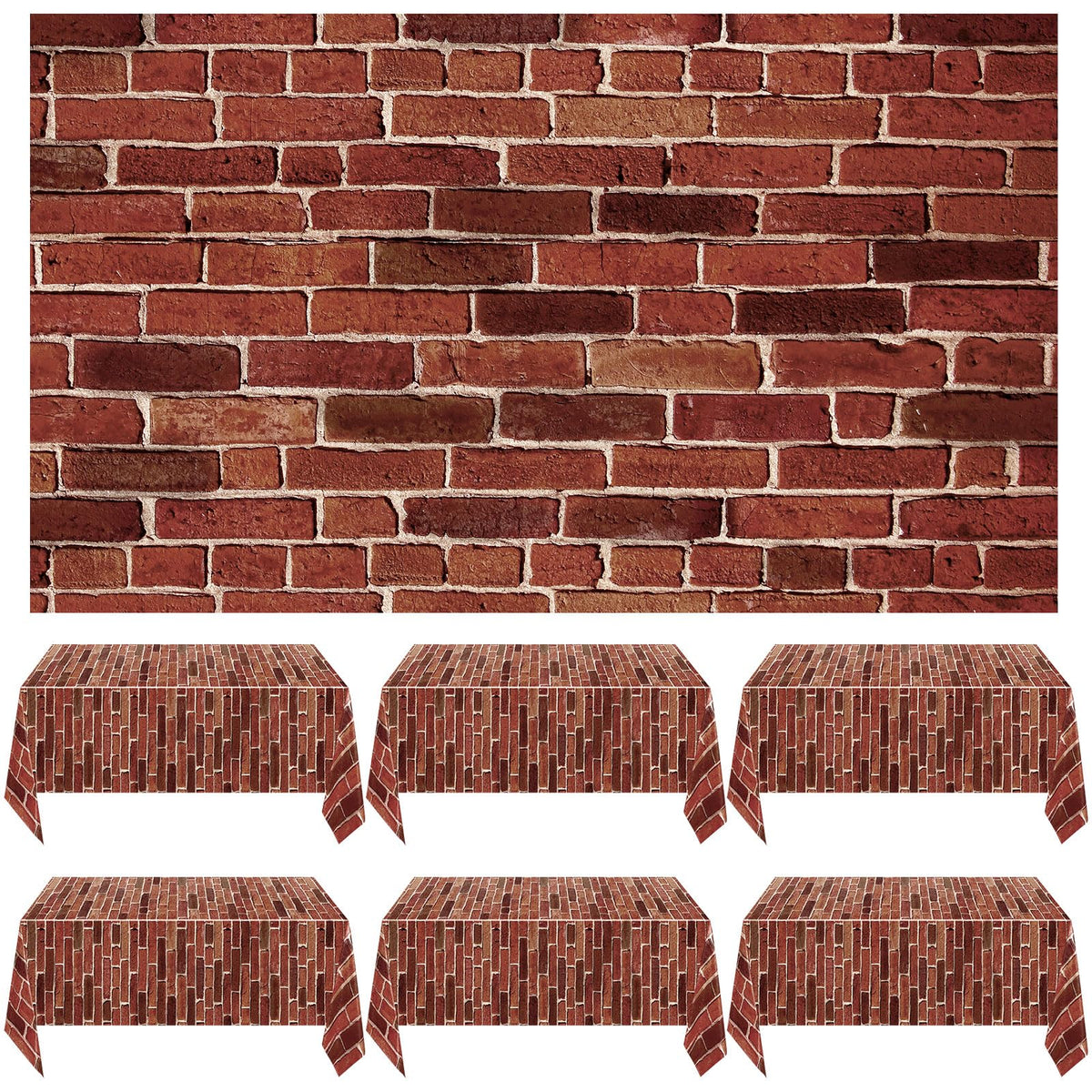 Chuangdi Brick Stone Wall Stone Wall Scene Setter Brick Sheet Wallpaper Curtains Door Removable Tablecloth Photo for Halloween Christmas Party and Home Decor (Old Red,6 Pcs)