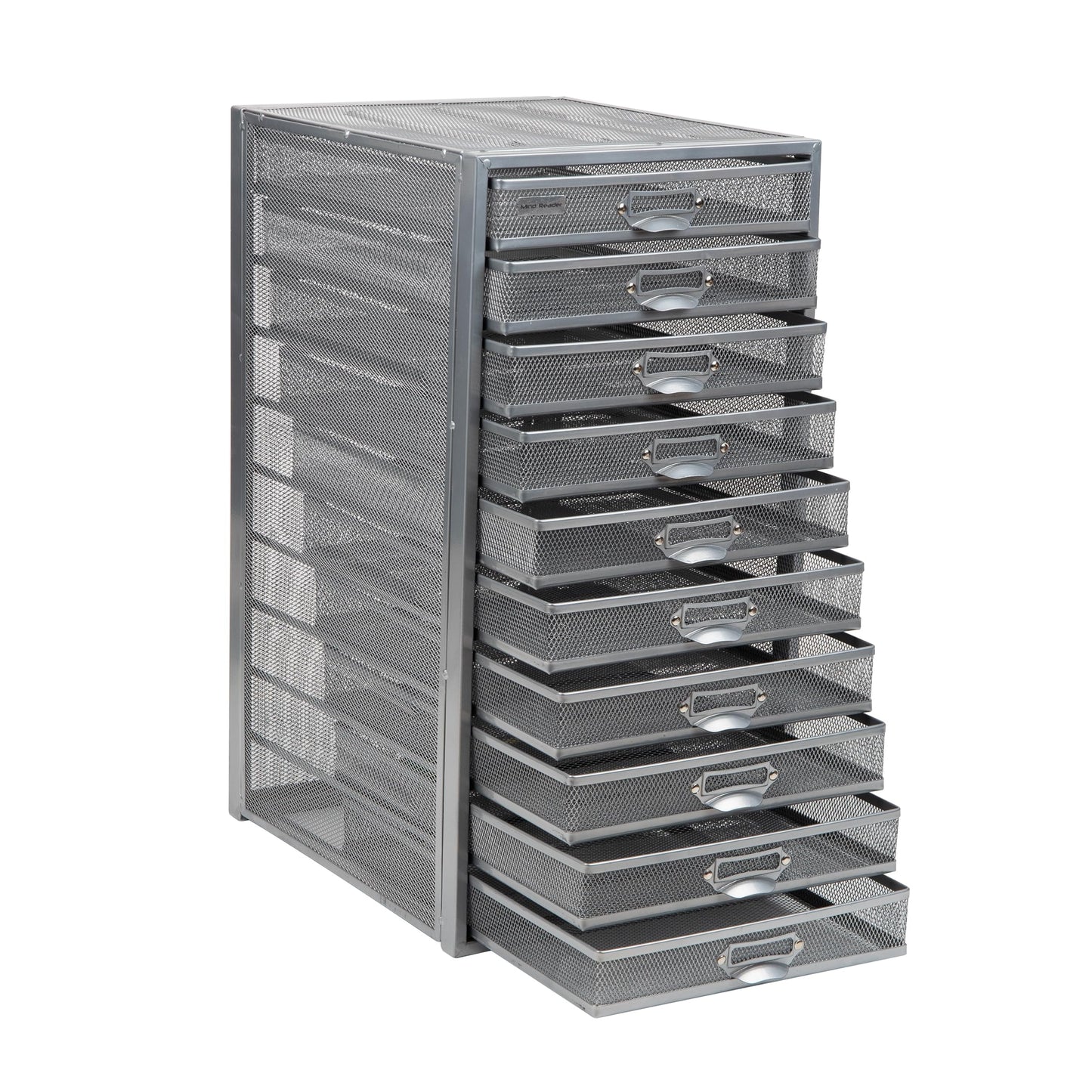 Mind Reader 10-Drawer Desk Organizer for Office Supplies, Crafts, Mail Sorting & More, Metal Mesh, Silver