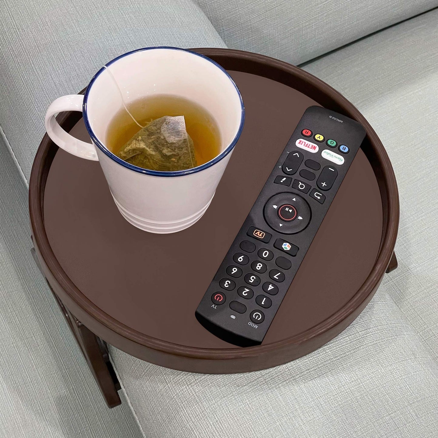 NDL Sofa Armrest Clip Table – No-Slip Couch Tray for Drinks, Snacks, Remote, Gamepads, Adjustable Armchair Table for Living Room, Bedroom, Dorm – Fits Most Armrests