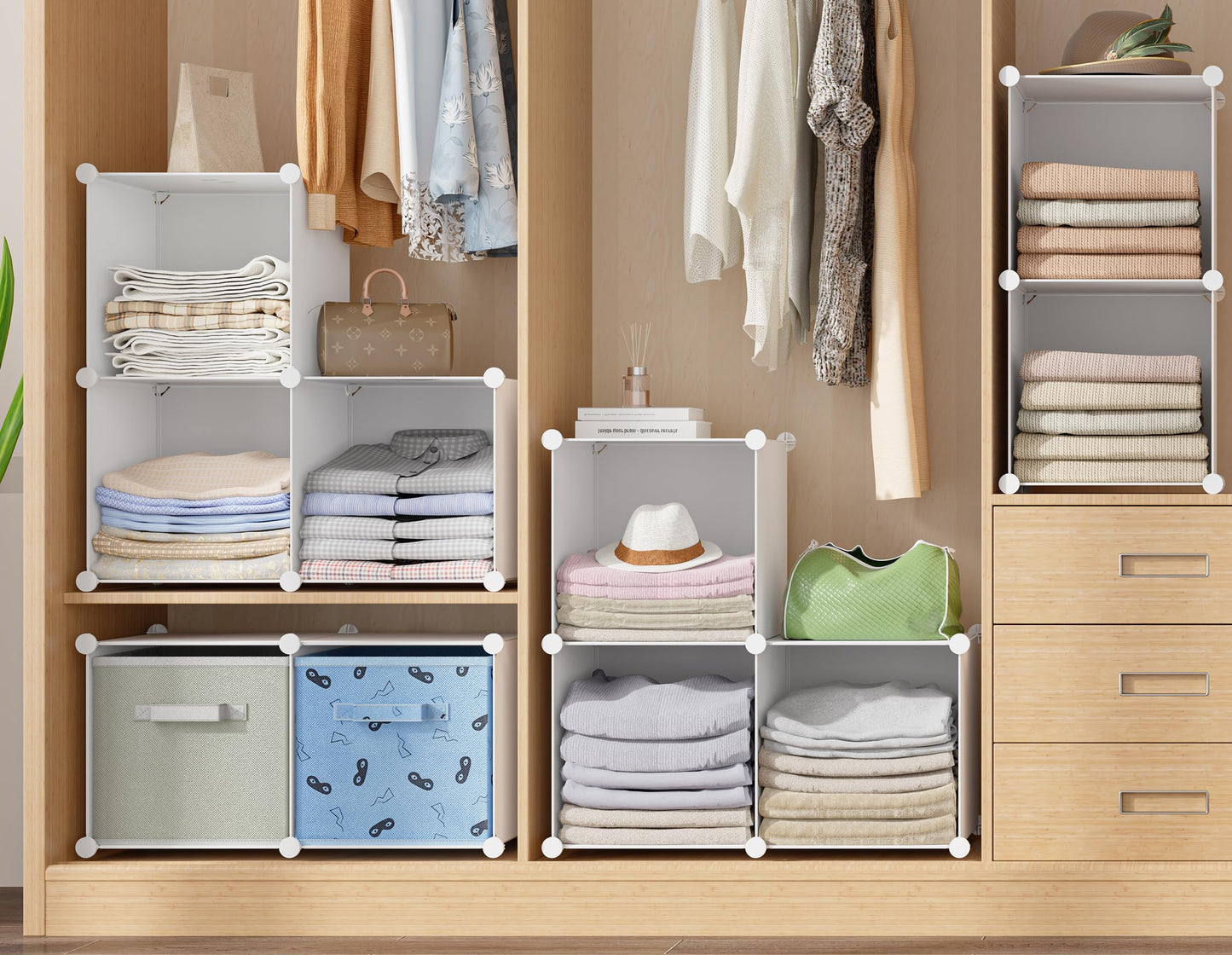 Stackable Closet Organizers and Storage 6 Cube Storage Organizer Closet Organizer for Bathroom Closet Storage for Wardrobe