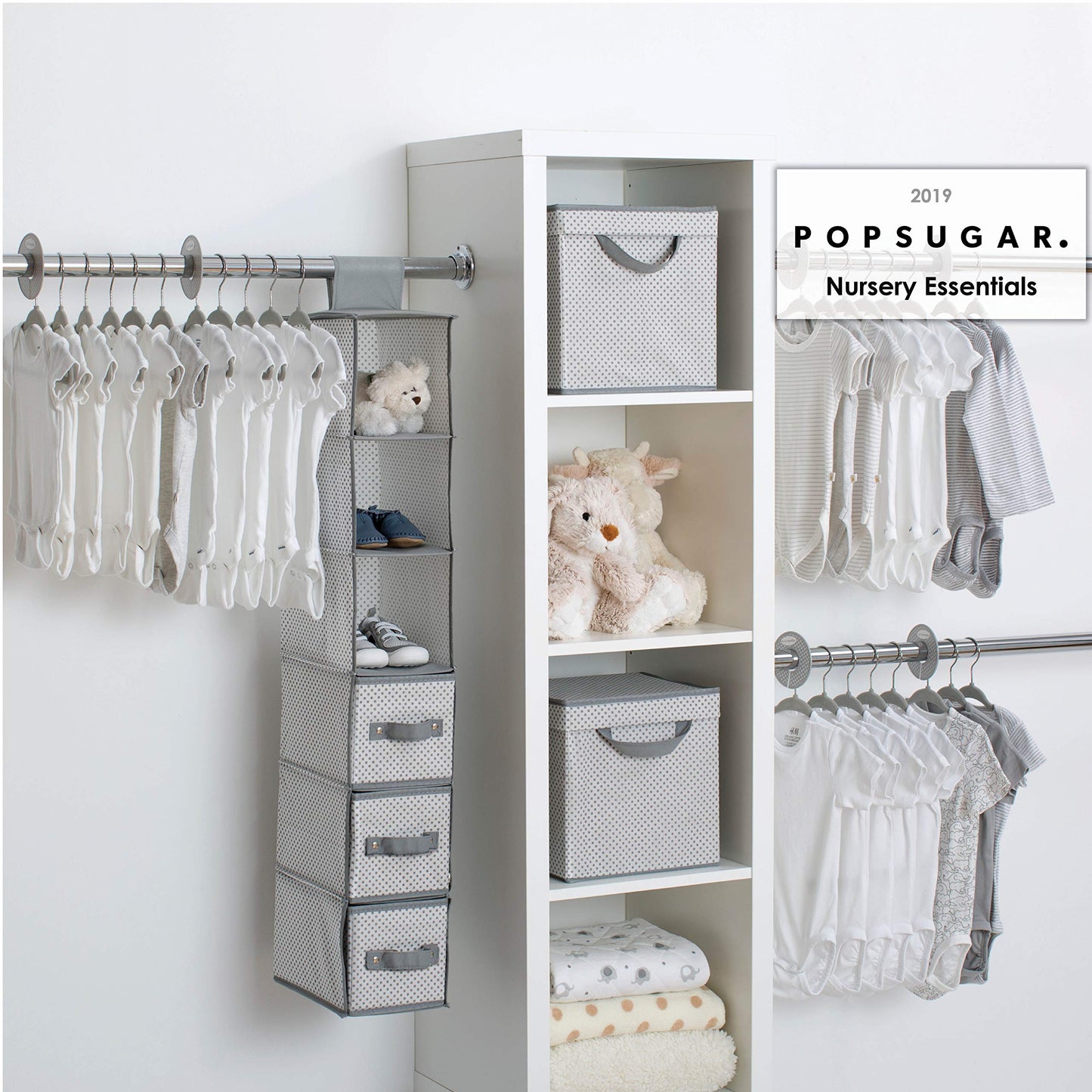 Delta Children Nursery Storage 48 Piece Set - Easy Storage/Organization Solution - Keeps Bedroom, Nursery & Closet Clean, Grey