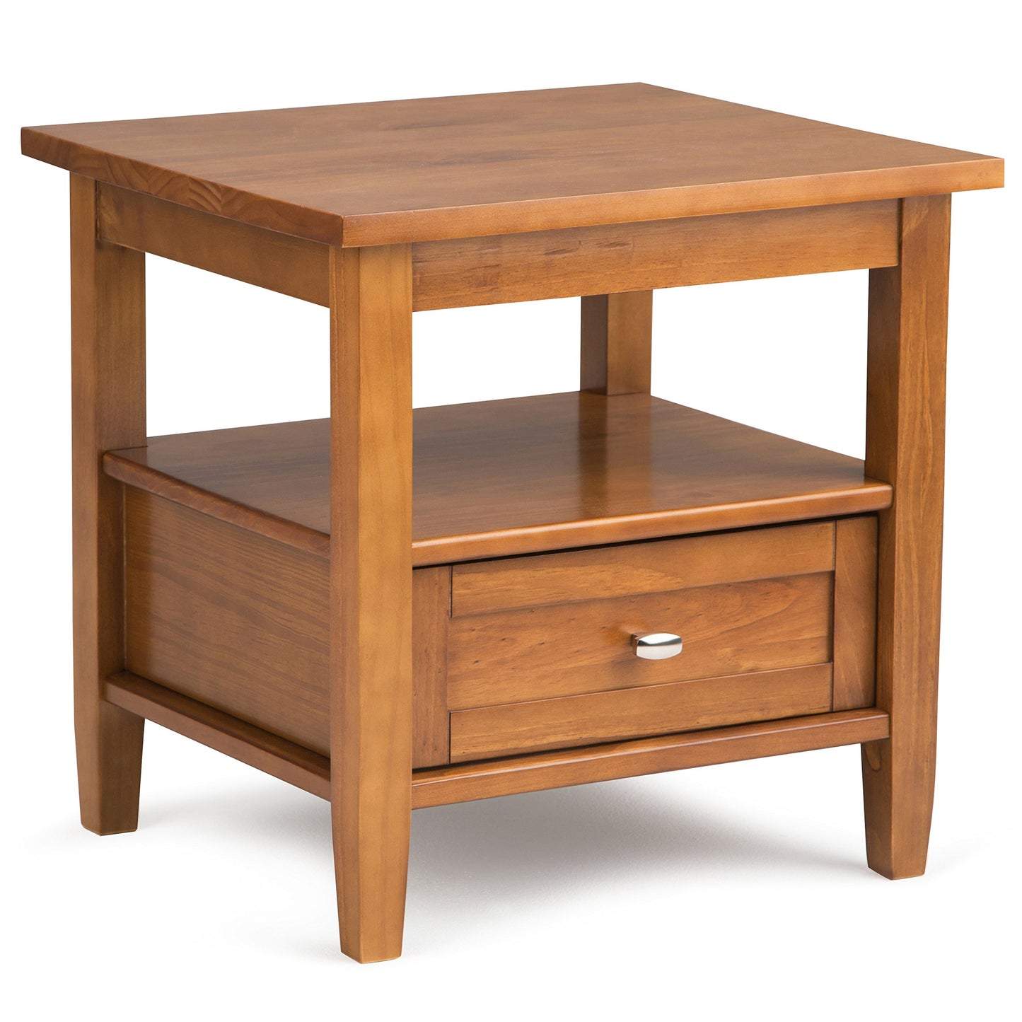 SIMPLIHOME Warm Shaker Solid Wood 48 inch Home Office Desk and 20 inch Rectangle End Side Table in Light Golden Brown