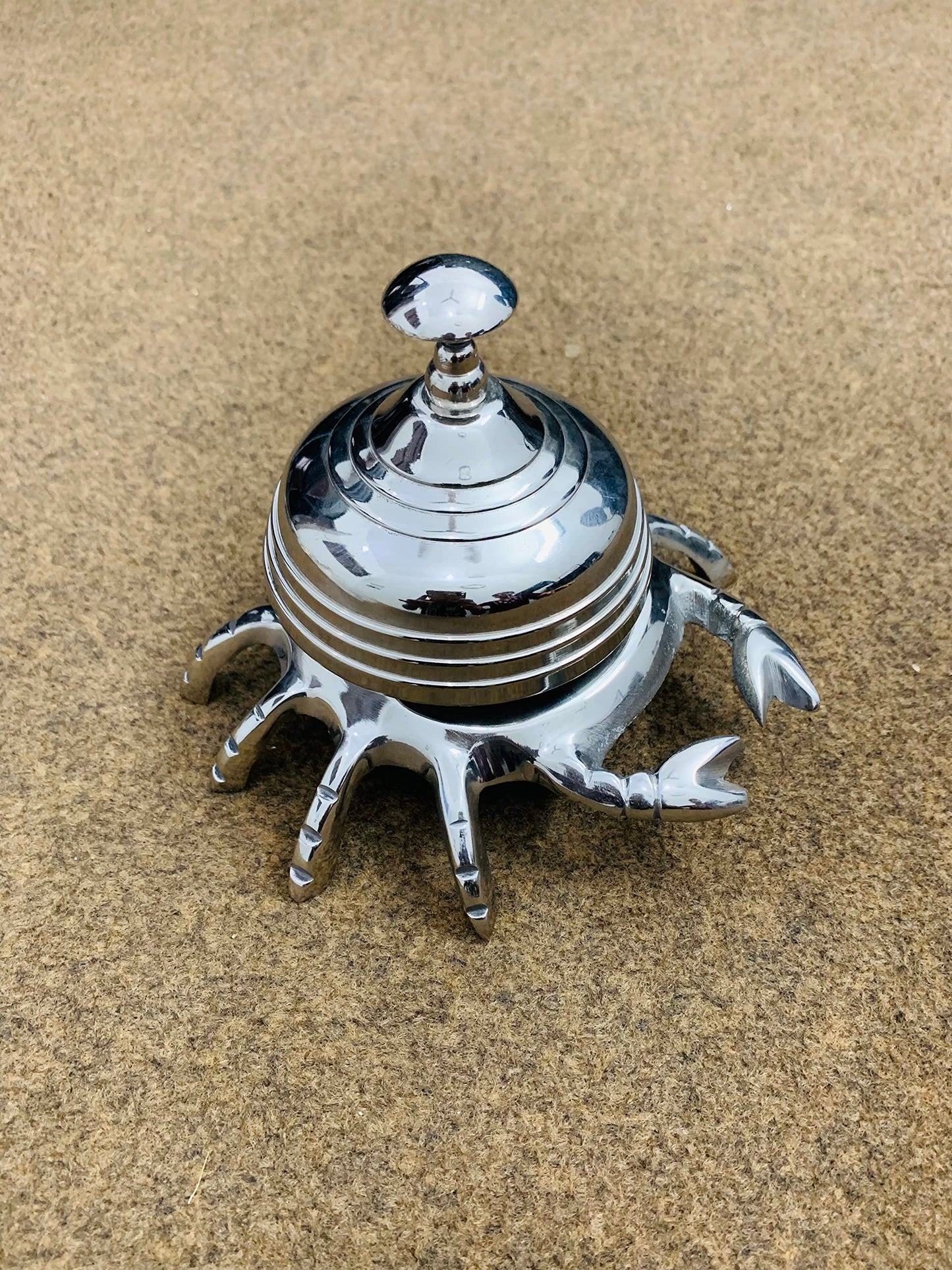 Vintage Chrome Finish Aluminium Crab Bell Hotel Counter Reception Bell Teacher Desk Bell