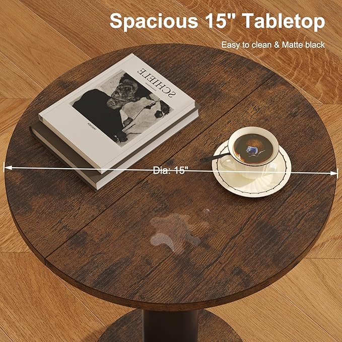 LAATOOREE Round Side Table, Accent Drink Coffee Table, Spacious Top, Thick