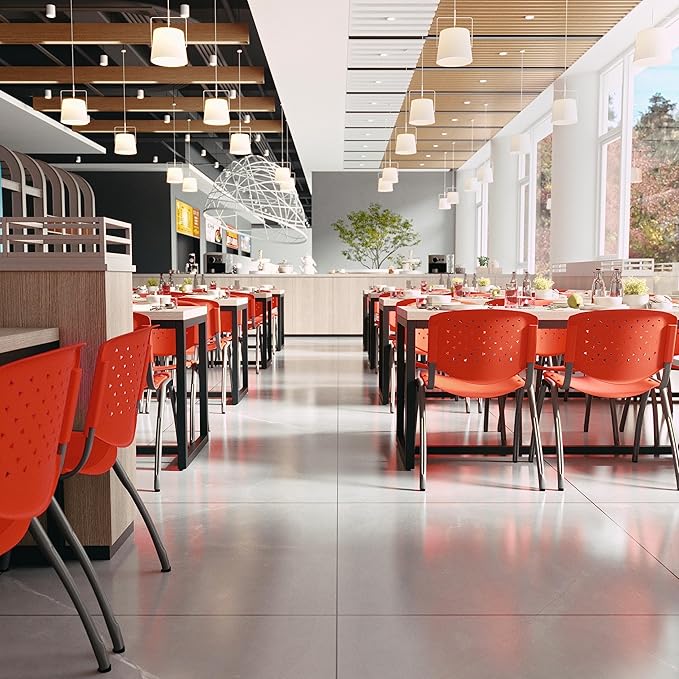 Flash Furniture HERCULES -5 Pack 880 lb. Capacity Orange Plastic Stack Chair |