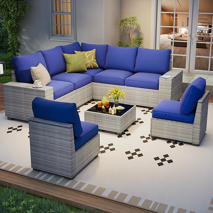 olimix 8 Piece Outdoor Patio Furniture Set, Outdoor Sectional Furniture