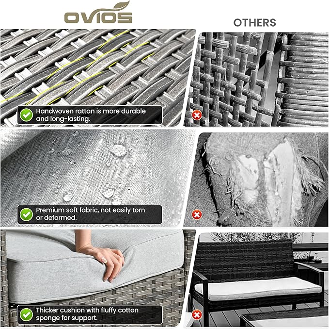 ovios 7-Piece Patio Furniture Set, Outdoor Wicker Sofa