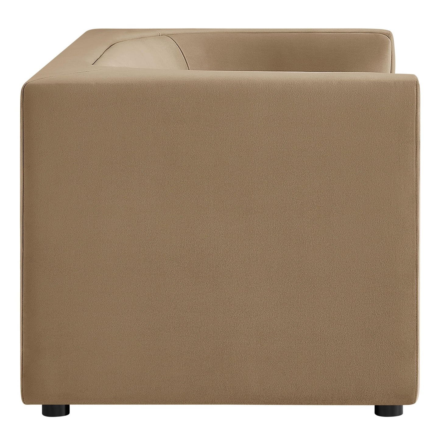 Modway Hilda 67 Inch Modern Curved Back Performance Velvet Loveseat in Taupe – Plush Upholstered 2-Seat Sofa for Living Room, Apartment, Office