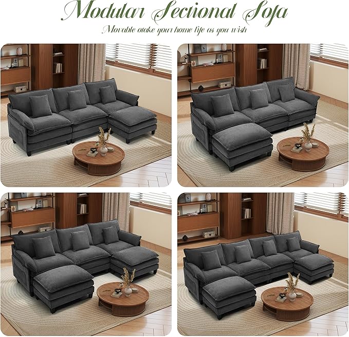 140" Cloud Couch, Modular Sectional Sofa
