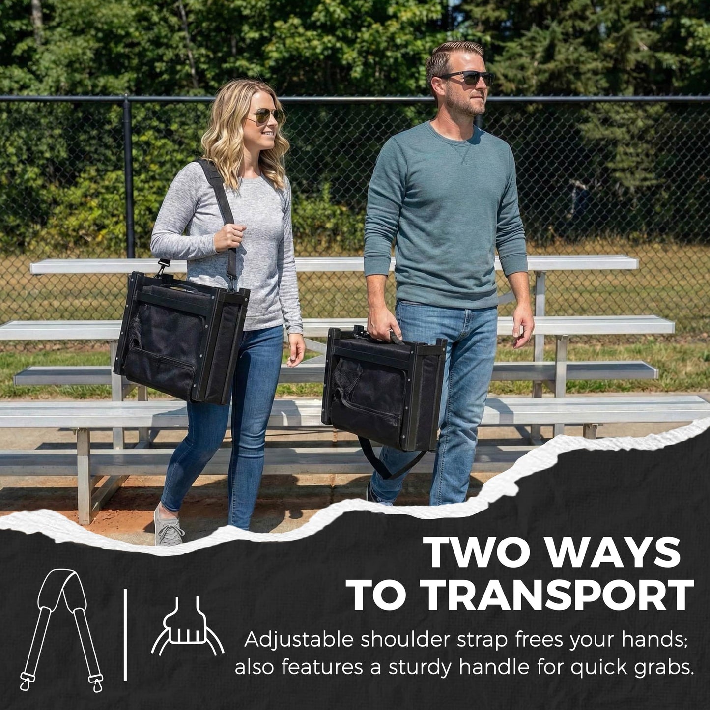 SPORT BEATS Stadium Seats with Back Support Bleacher Chairs with Back and Cushion Thick Padded Bleacher Seats Includes Shoulder Strap Maroon 1pc Standard