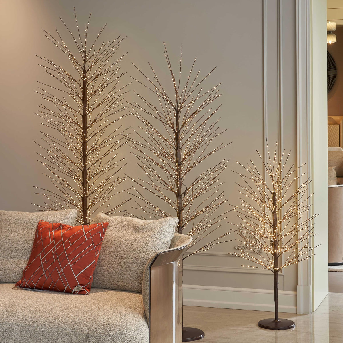 Hairui Lighted Brown Tree with 576L Warm White Fairy Lights 4FT, Twig Tree with Lights for Indoor Outdoor Home Christmas Winter Holidays Party Decoration