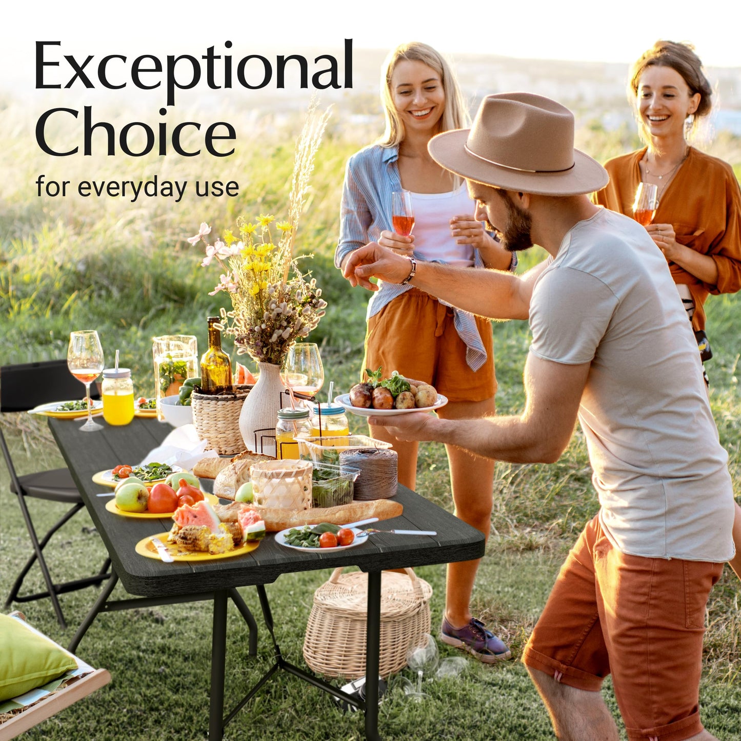 6 Feet Foldable Table with Built in Handle & Steel Legs | 6FT Heavy Duty Folding Portable | Perfect for Party, Dining, Wedding, Events, Picnic Indoor, Outdoor, Camping, Utility, Folding - 6 Foot