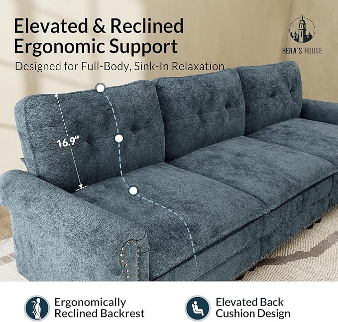 HERA'S HOUSE 73.2" Mid-Century Modern Loveseat, Oversized Sectional Couch