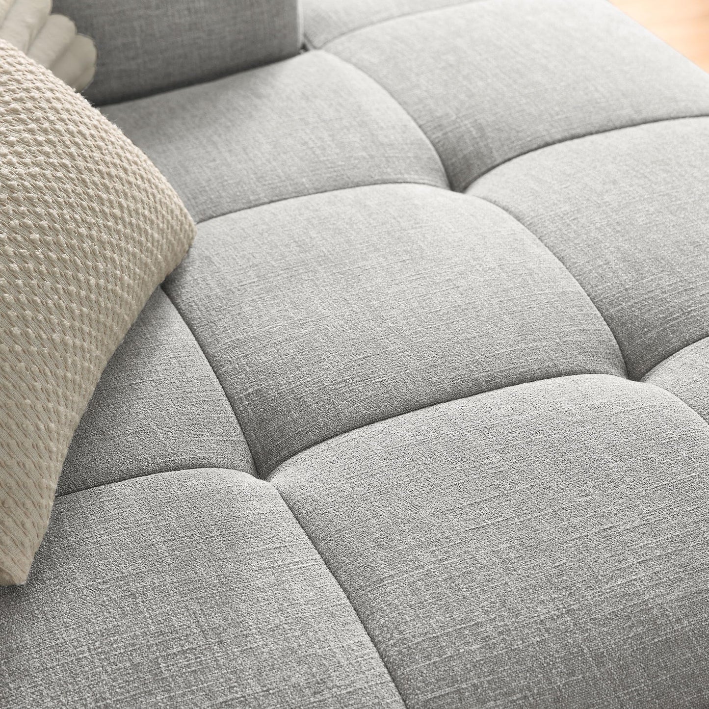 Modway Liana Right-Facing Modular Sofa with Chaise in Pewter - Modern Sectional Sofa Couch Furniture Set - Upholstered Fabric Chaise and Chair for Living Room, Lounge, Apartment