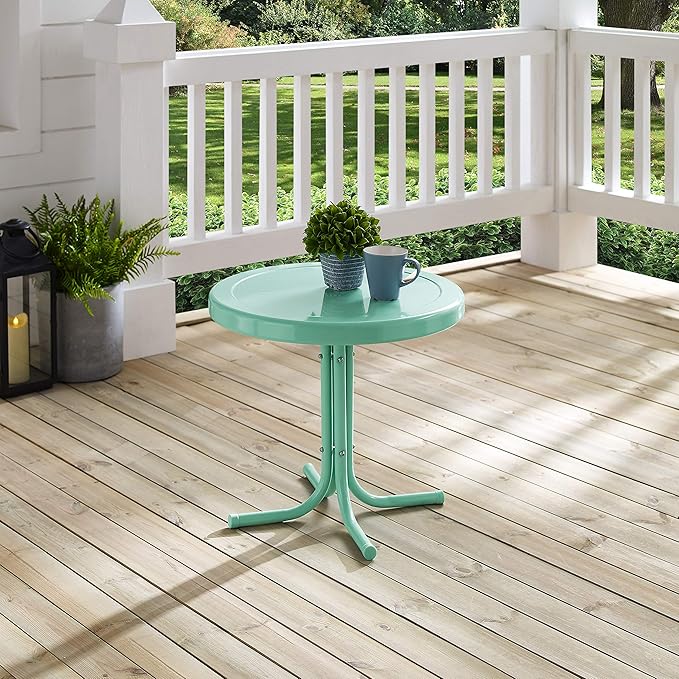 Crosley Furniture Griffith Weather Resistant Retro Metal Outdoor Side Table