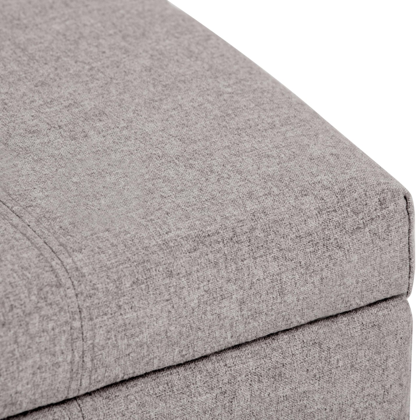 SIMPLIHOME Dover Storage Ottoman Bench - 36 inch Wide Upholstered Linen Look Fabric Rectangular Lift-Top Ottoman in Cloud Grey, Contemporary Bench for Living Room with Safety Hinges
