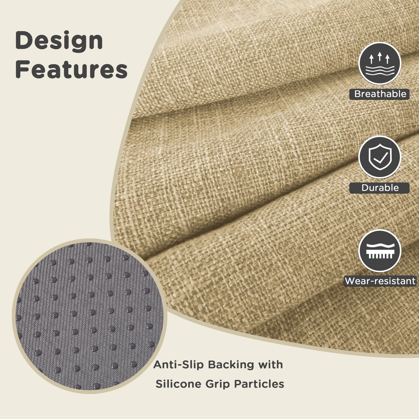 AddGrace 2.5" Thick Non Slip Round Chair Pad 1 Pack, 16" Round Chair Cushion with Machine-Washable Cover and Long Zipper, Seat Cushions for Kitchen, Office, Floor and 16" Ottoman, Beige